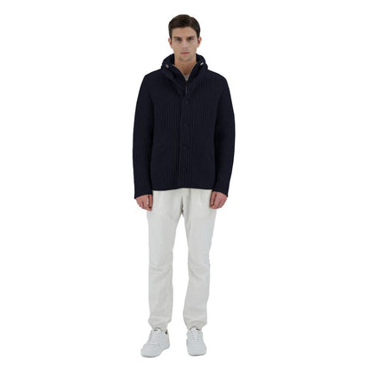Herno Blue Wool Men Bomber Jacket