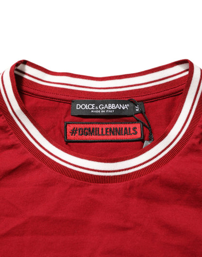 Dolce & Gabbana Maroon LogoCrown Cotton Half Sleeve T-shirt