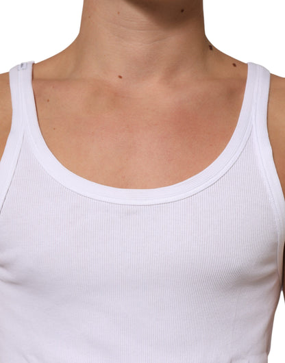Dolce & Gabbana White Sleeveless Round Neck Tank Top T-shirt