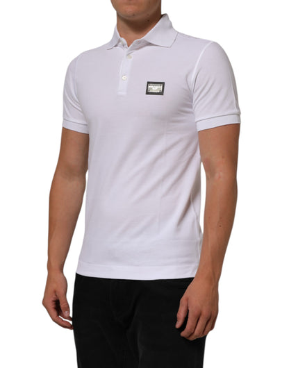 Dolce & Gabbana White Collared Short Sleeves Polo Men T-shirt