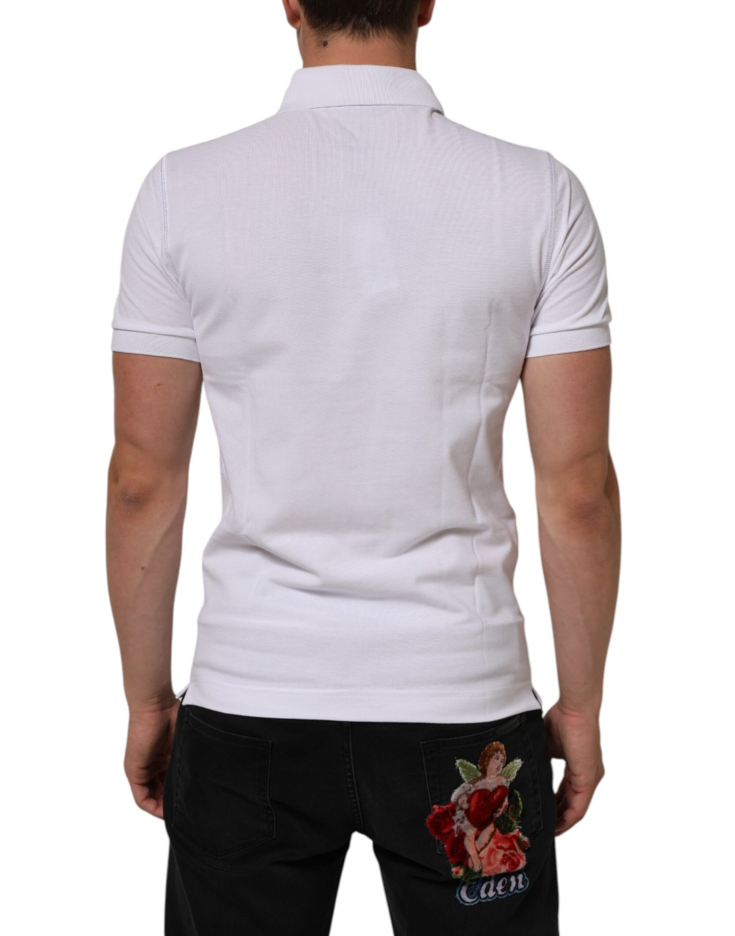 Dolce & Gabbana White Collared Short Sleeves Polo Men T-shirt
