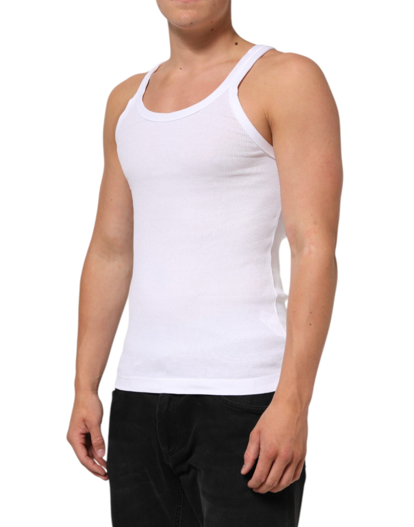 Dolce & Gabbana White Sleeveless Round Neck Tank Top T-shirt
