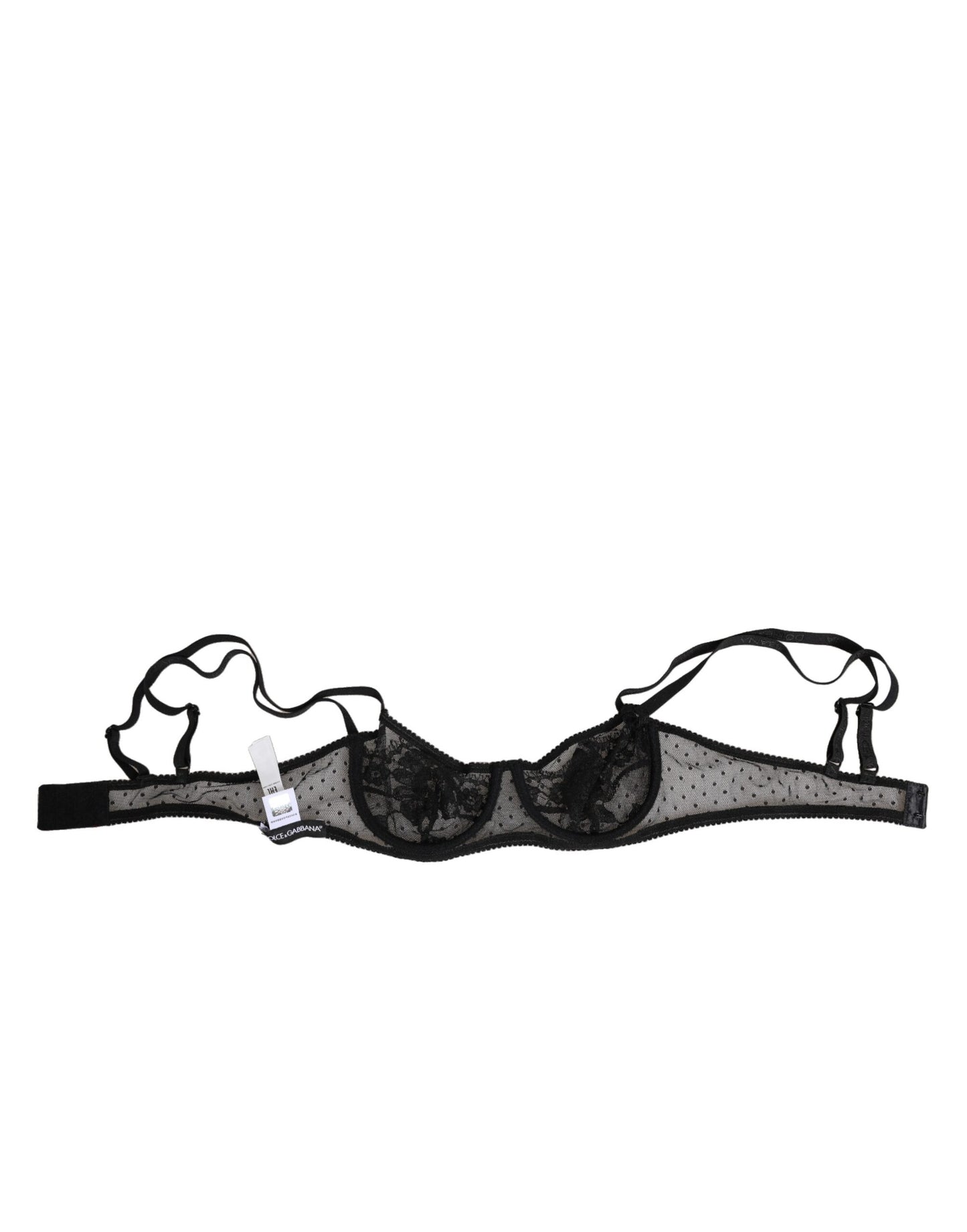 Dolce & Gabbana Black Floral Underwired Balconette Bra Underwear