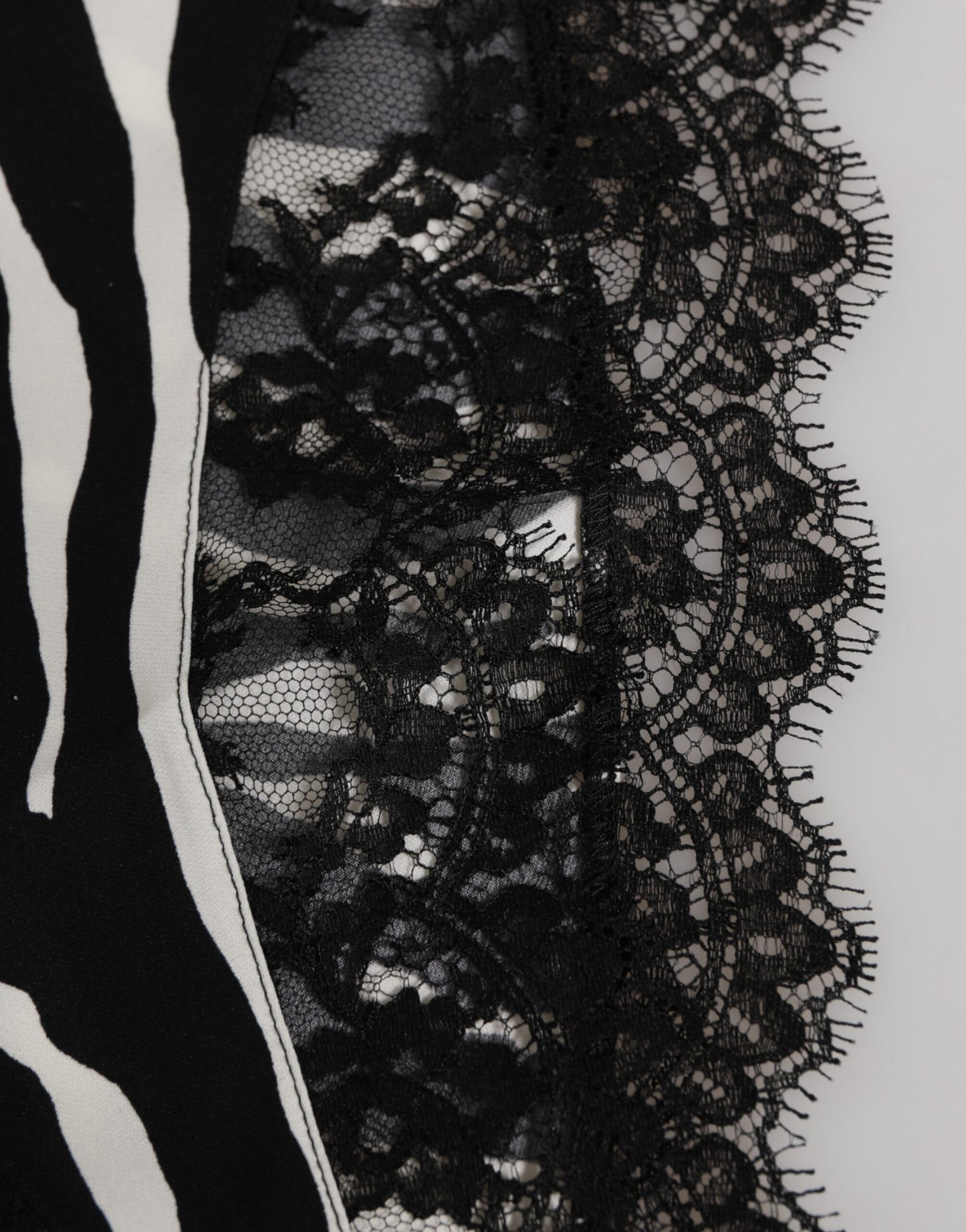 Dolce & Gabbana Black Silk Zebra Print Lace High Waist Underwear