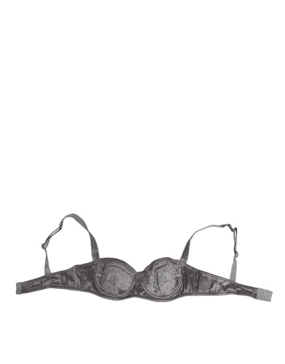 Dolce & Gabbana Gray Silk Underwired Balconette Bra Underwear
