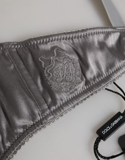 Dolce & Gabbana Gray Silk Underwired Balconette Bra Underwear