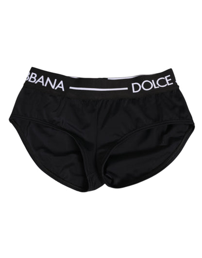 Dolce & Gabbana Black Nylon Logo Waistband Shorts Underwear