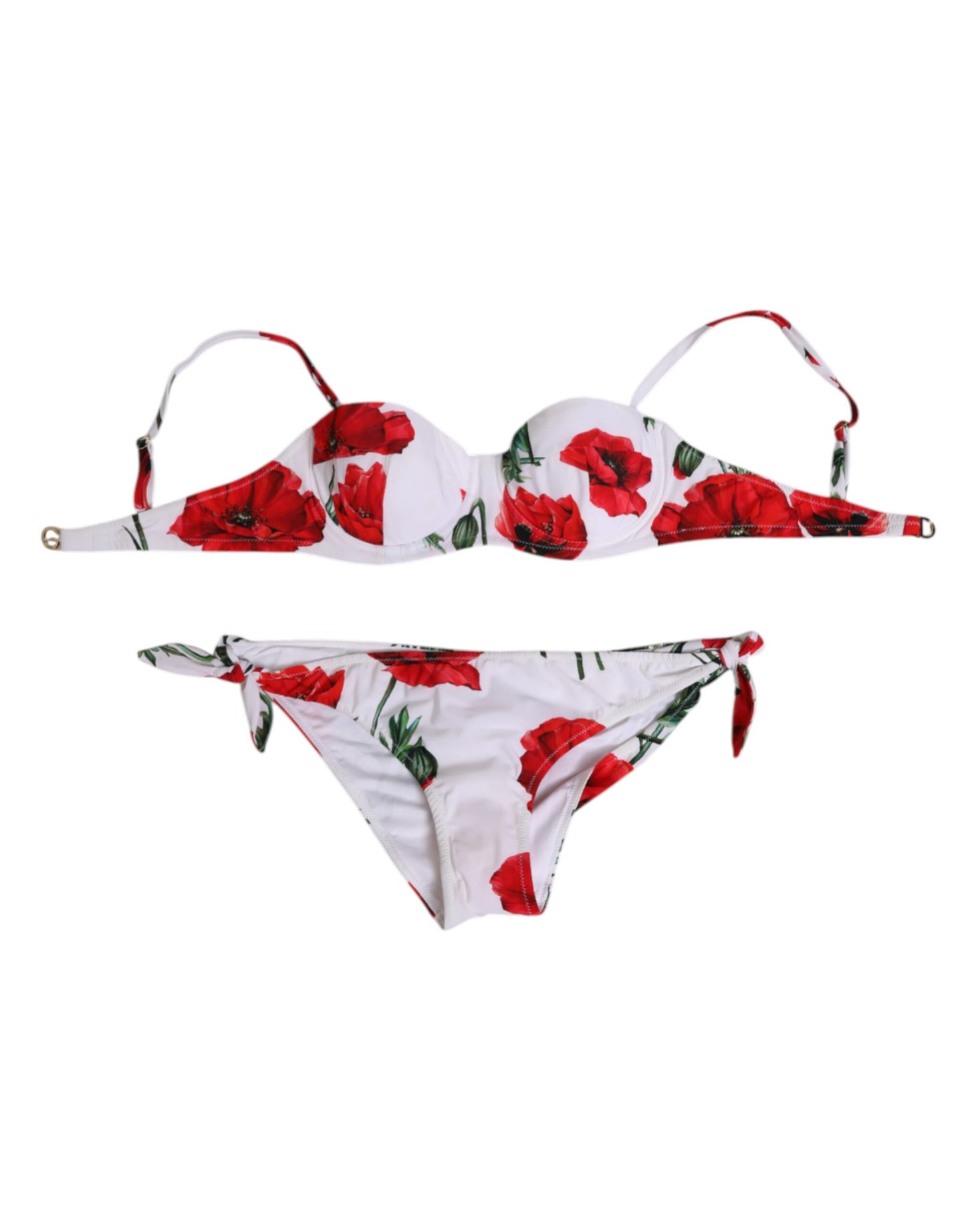 Dolce & Gabbana White Floral Swimsuit 2 Piece Top Bottom Swimwear