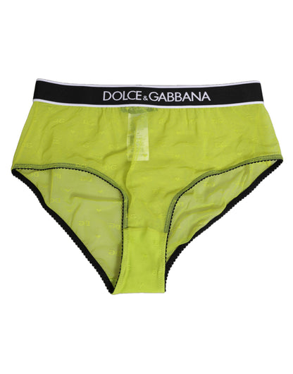Dolce & Gabbana Green Nylon Logo Waistband Brief Panty Underwear