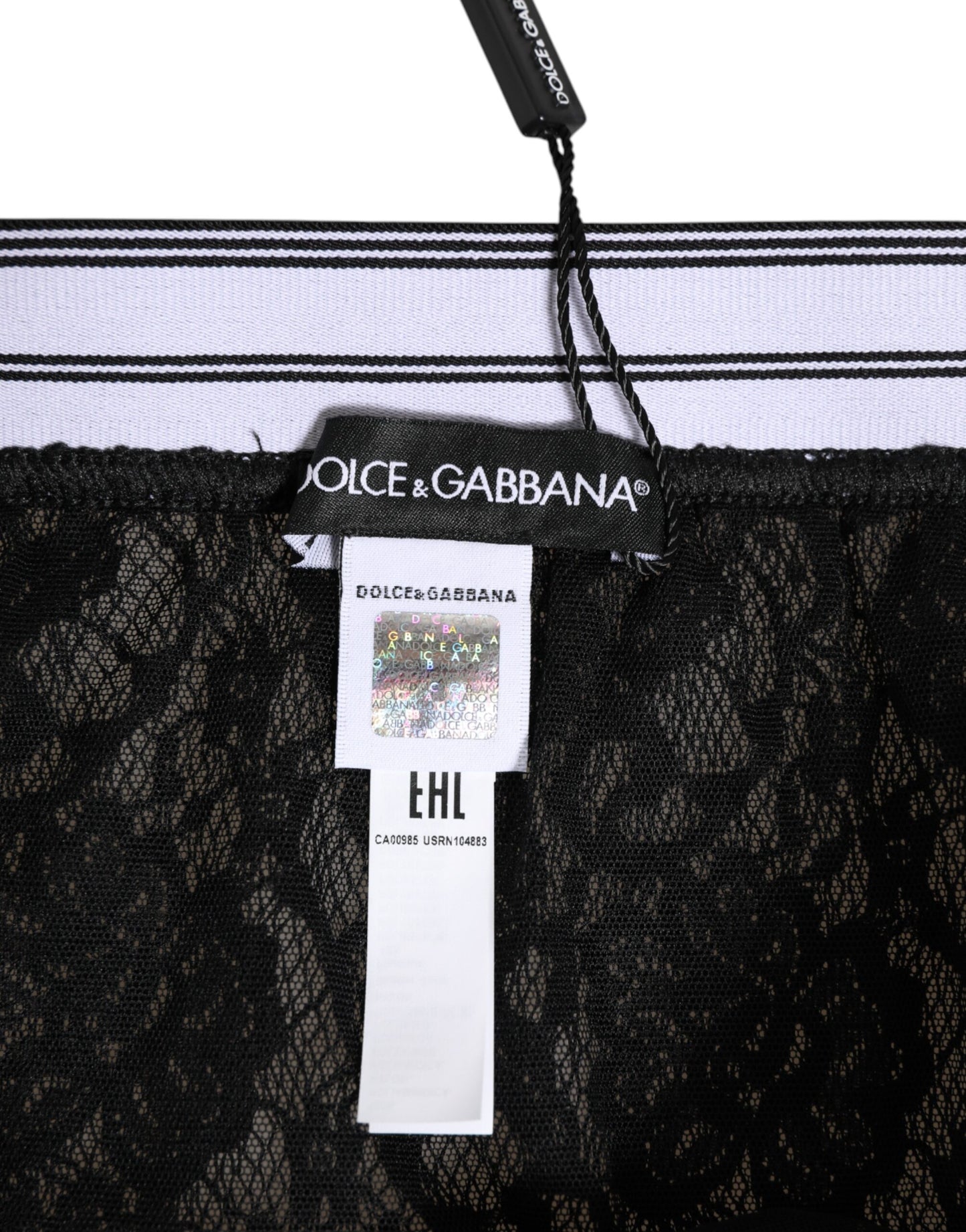Dolce & Gabbana Black Lace Nylon High Waist Panty Underwear