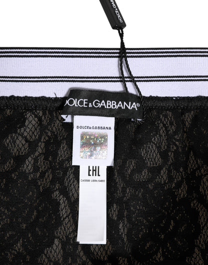 Dolce & Gabbana Black Lace Nylon High Waist Panty Underwear