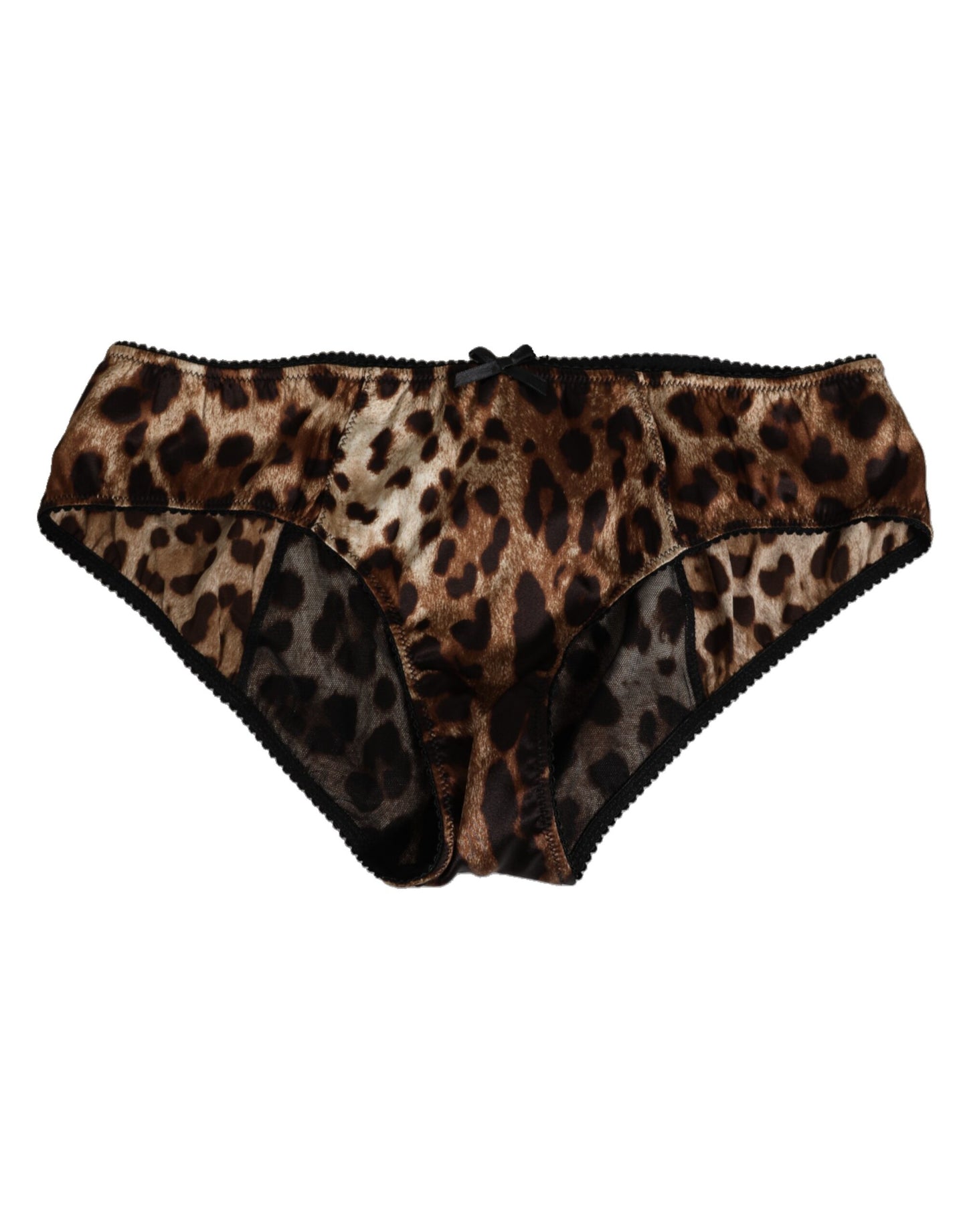 Dolce & Gabbana Brown Leopard Silk Mid Waist Panty Underwear