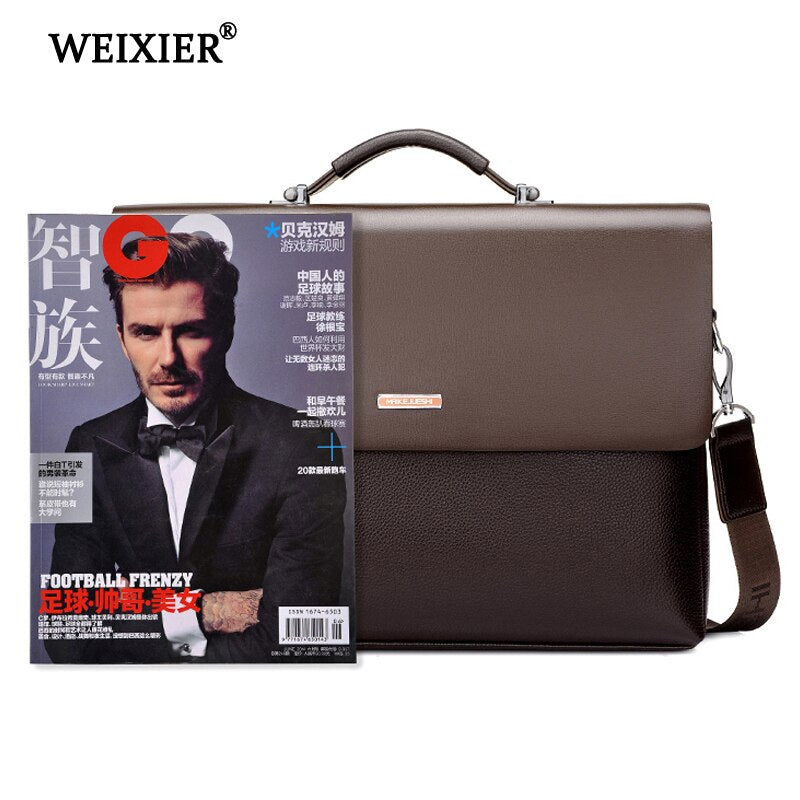 Marca WEIXIER, bolso de mano de piel sintética de microfibra de alta calidad para hombre