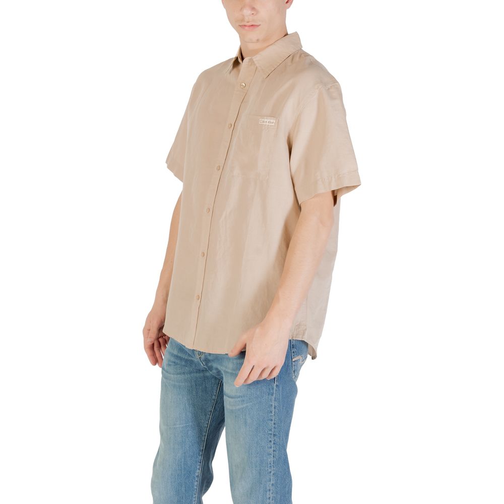 Calvin Klein Jeans Beige Linen Shortsleeve