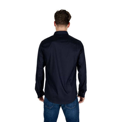 Armani Exchange Blue Lyocell Shirt