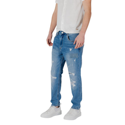 Gianni Lupo Blue Cotton Relaxed Fit Jean