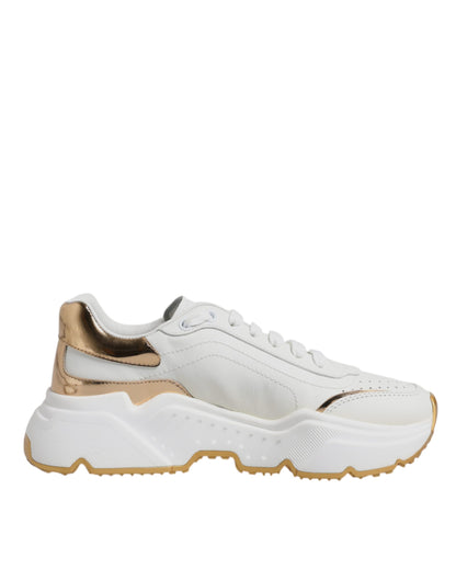 Dolce & Gabbana White Gold Daymaster Low Top Sneakers Shoes