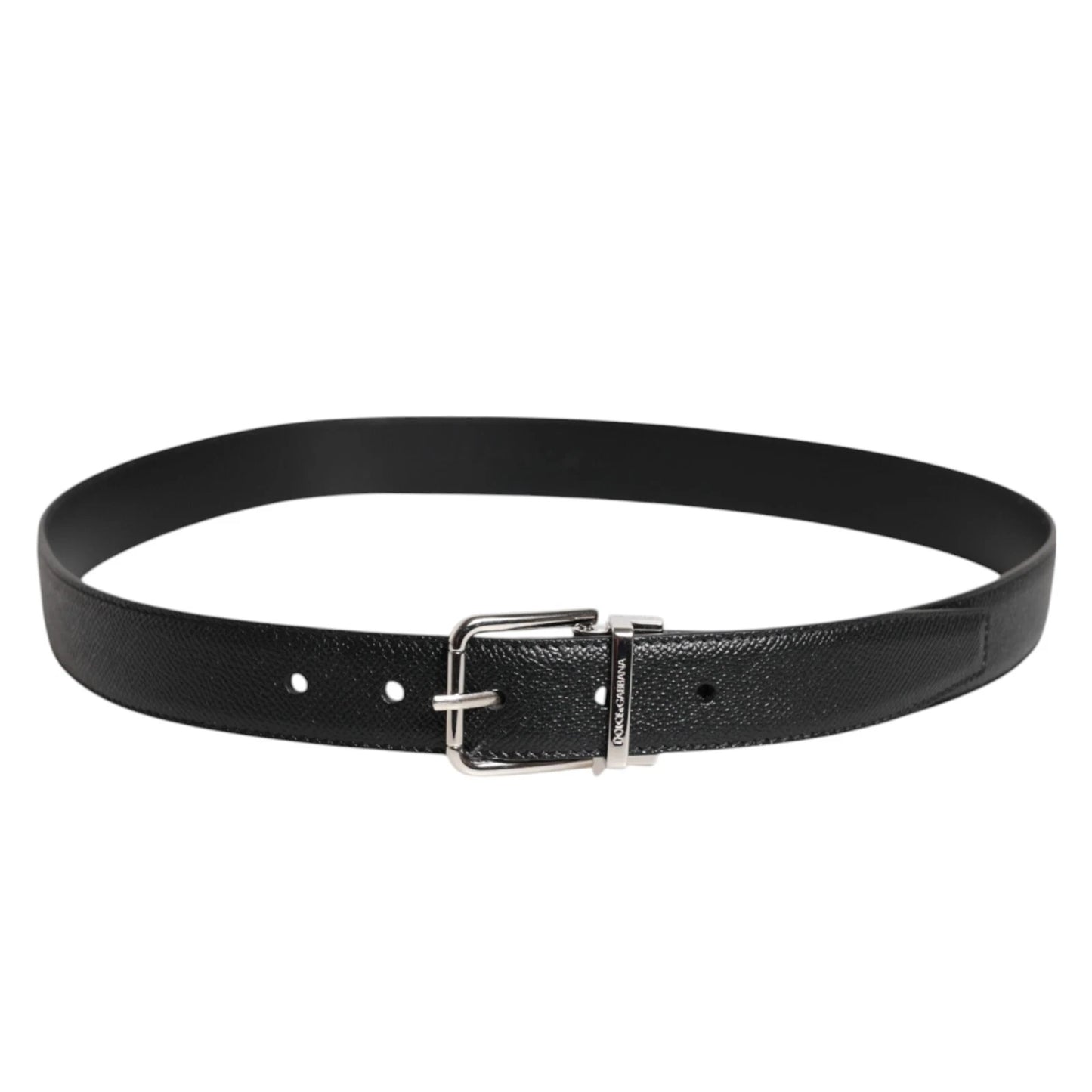 Dolce & Gabbana Black Leather Metal Buckle Classic Men Belt