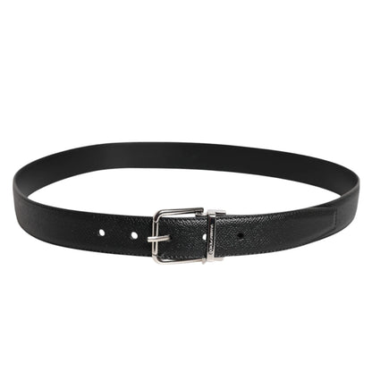 Dolce & Gabbana Black Leather Metal Buckle Classic Men Belt