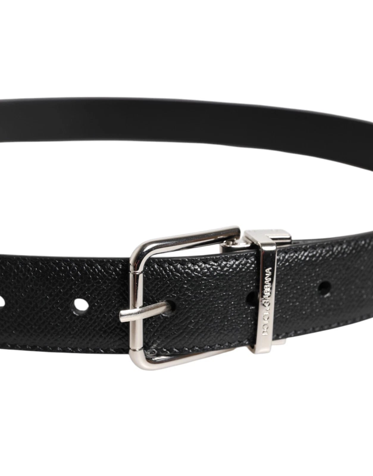 Dolce & Gabbana Black Leather Metal Buckle Classic Men Belt