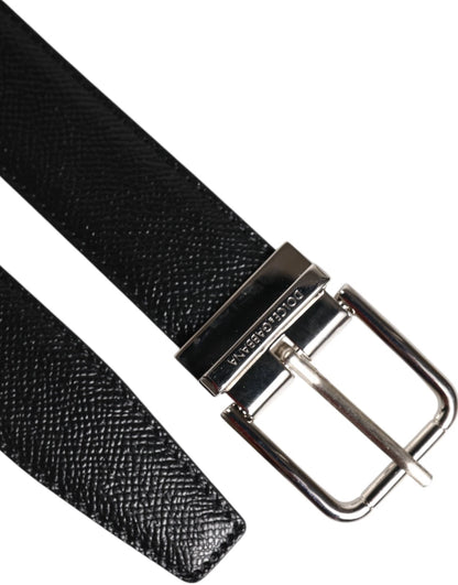 Dolce & Gabbana Black Leather Metal Buckle Classic Men Belt
