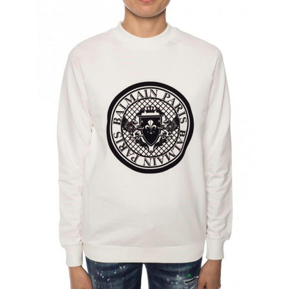Balmain White Cotton Sweatshirt