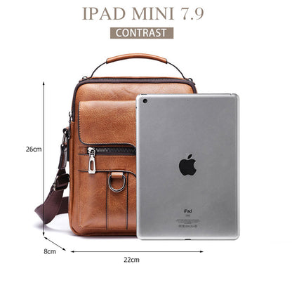 Bolso de hombro informal para hombre, bandolera vintage de alta calidad, de piel sintética