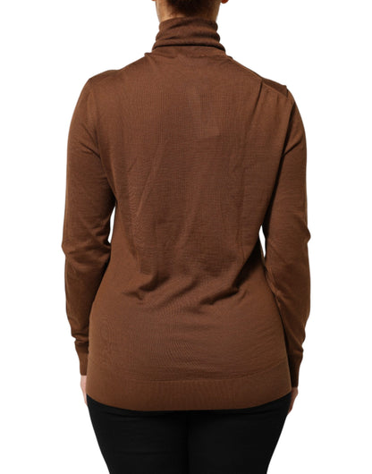Dolce & Gabbana Brown Cashmere Turtle Neck Pullover Sweater