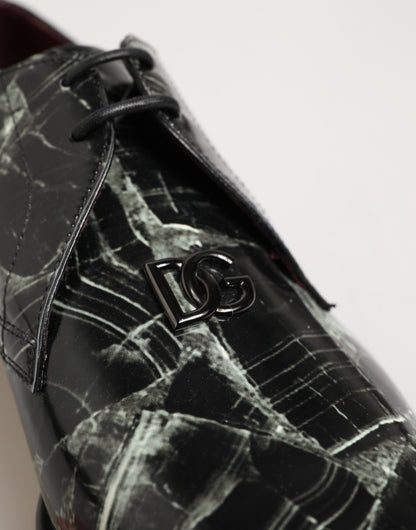 Dolce & Gabbana Marbled Pattern Dress Lace Up Derby Shoes