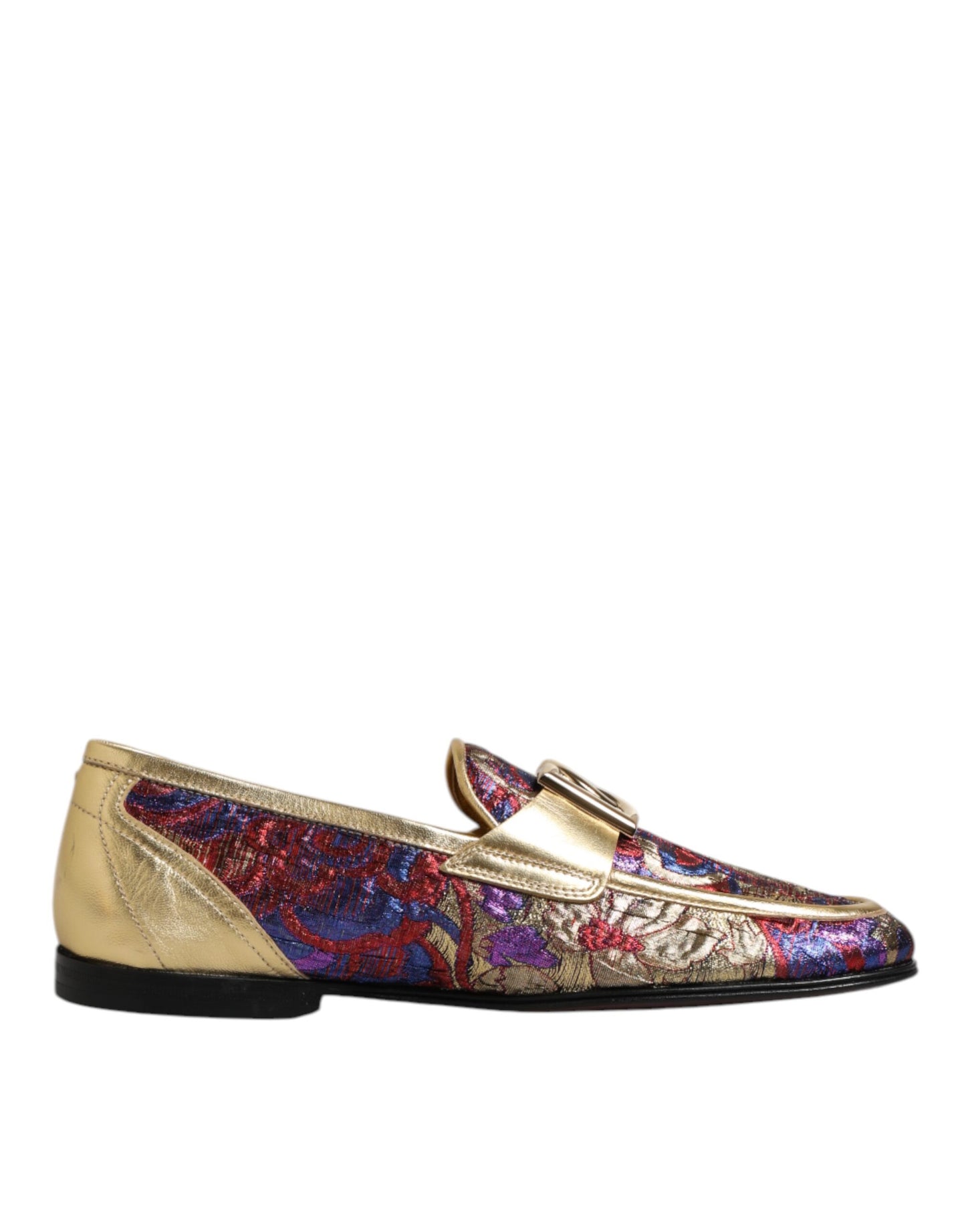 Dolce & Gabbana Multicolor Jacquard Gold DG Logo Loafer Shoes