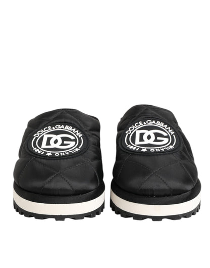 Dolce & Gabbana Black Nylon Low Top Slip On Sneaker Shoes