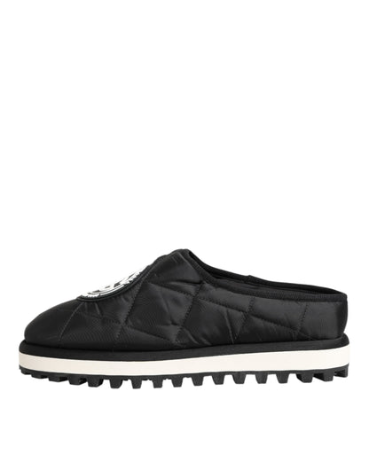 Dolce & Gabbana Black Nylon Low Top Slip On Sneaker Shoes