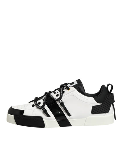 Dolce & Gabbana White Leather Logo Portofino Sneakers Shoes