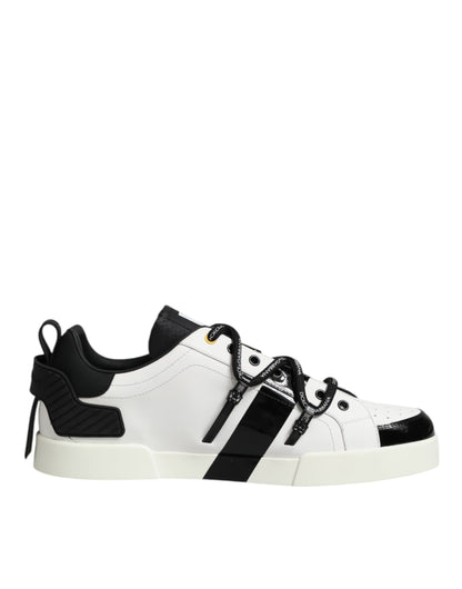 Dolce & Gabbana White Leather Logo Portofino Sneakers Shoes