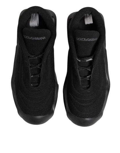 Dolce & Gabbana Black Lace Up Wave Low Top Men Sneaker Shoes