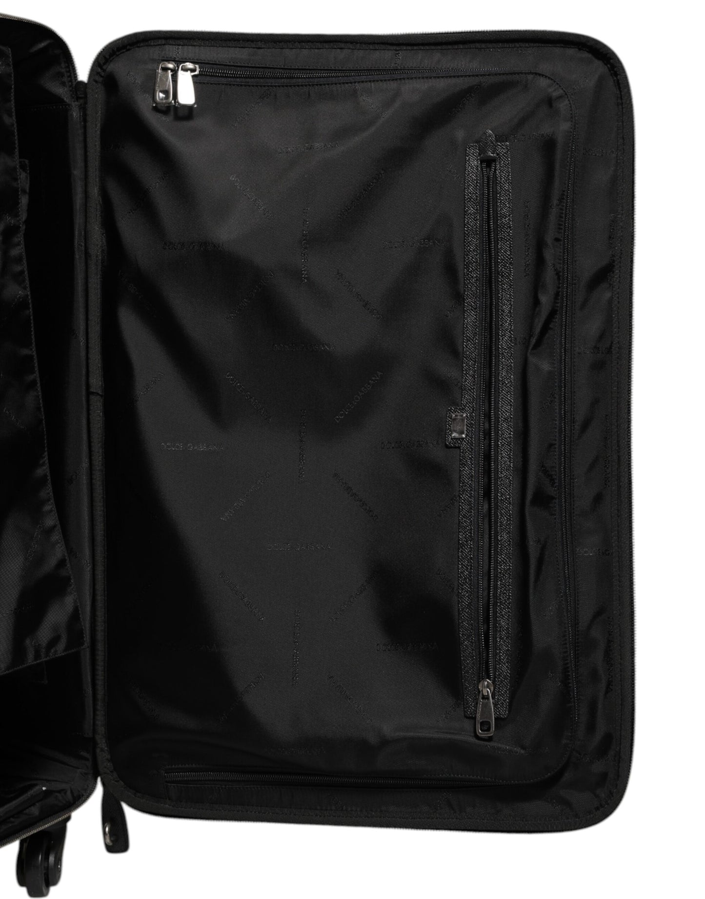 Dolce & Gabbana Gray Leather Logo Plaque Trolley Travel Wheel Men Suitcase Bag