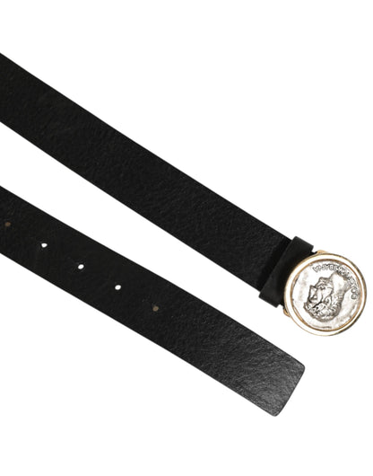 Dolce & Gabbana Black Leather Coin Buckle Classic Men Belt