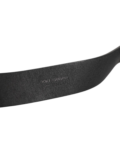 Dolce & Gabbana Black Leather Metal Buckle Classic Men Belt