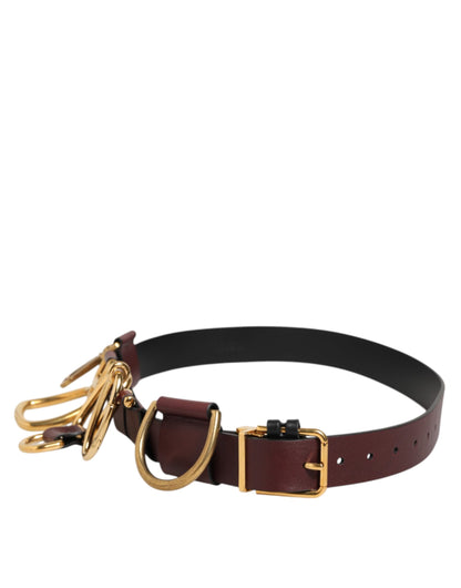Dolce & Gabbana Brown Key Ring Clip Attachments Buckle Belt