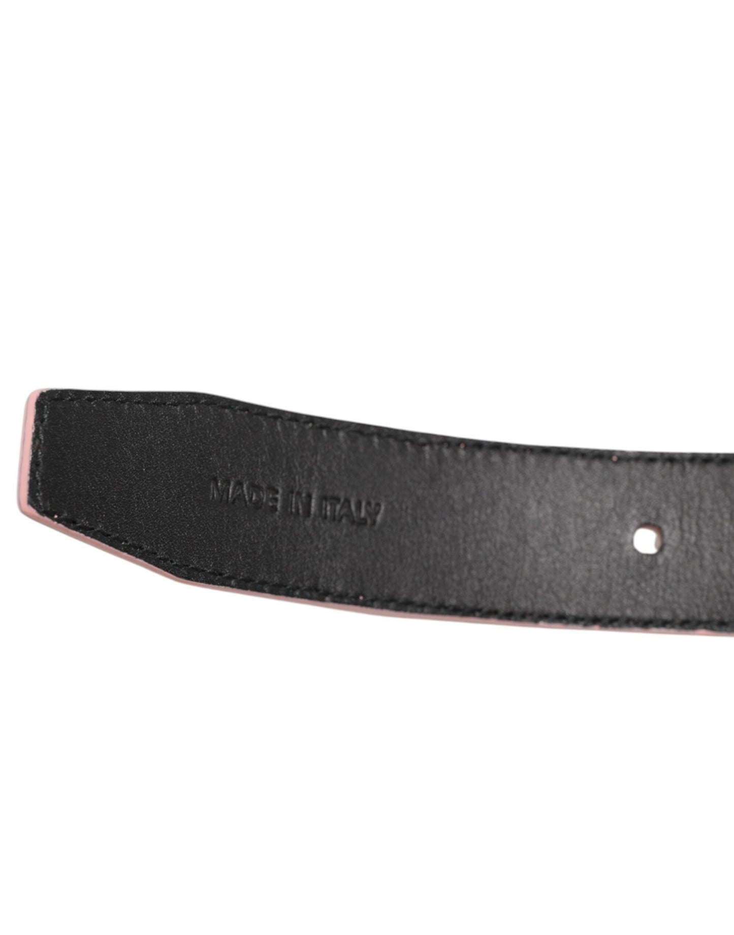 Dolce & Gabbana Pink Leather Perforated Detailing Buckle Belt