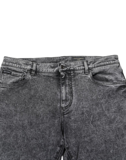 Dolce & Gabbana Gray Cotton Slim Fit Denim Trouser Jeans