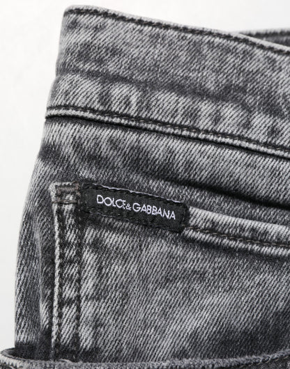 Dolce & Gabbana Gray Cotton Slim Fit Denim Trouser Jeans