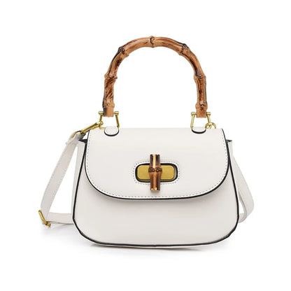 Bolso bandolera vintage con asa de bambú, de cuero
