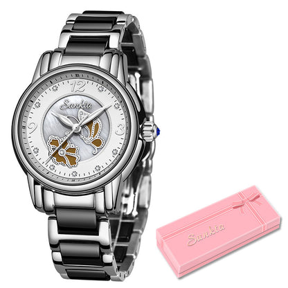 Reloj de cerámica Lige de alta calidad para mujer, exquisito reloj resistente al agua