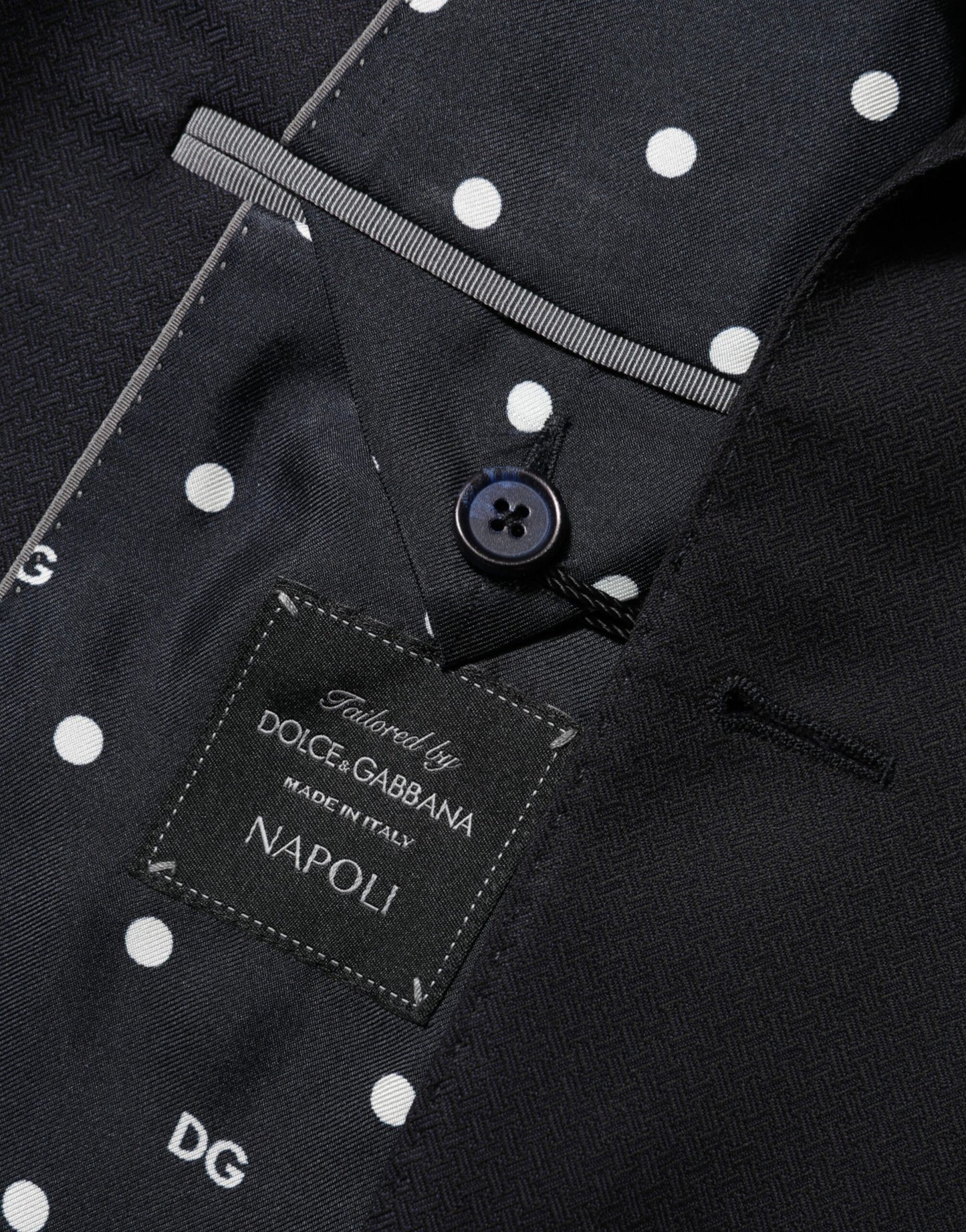 Dolce & Gabbana Black Wool NAPOLI 2 Button Men Suit Blazer