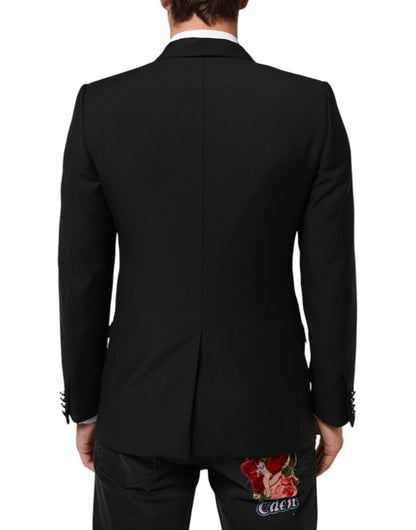 Dolce & Gabbana Black Wool MARTINI 2 Button Men Suit Blazer