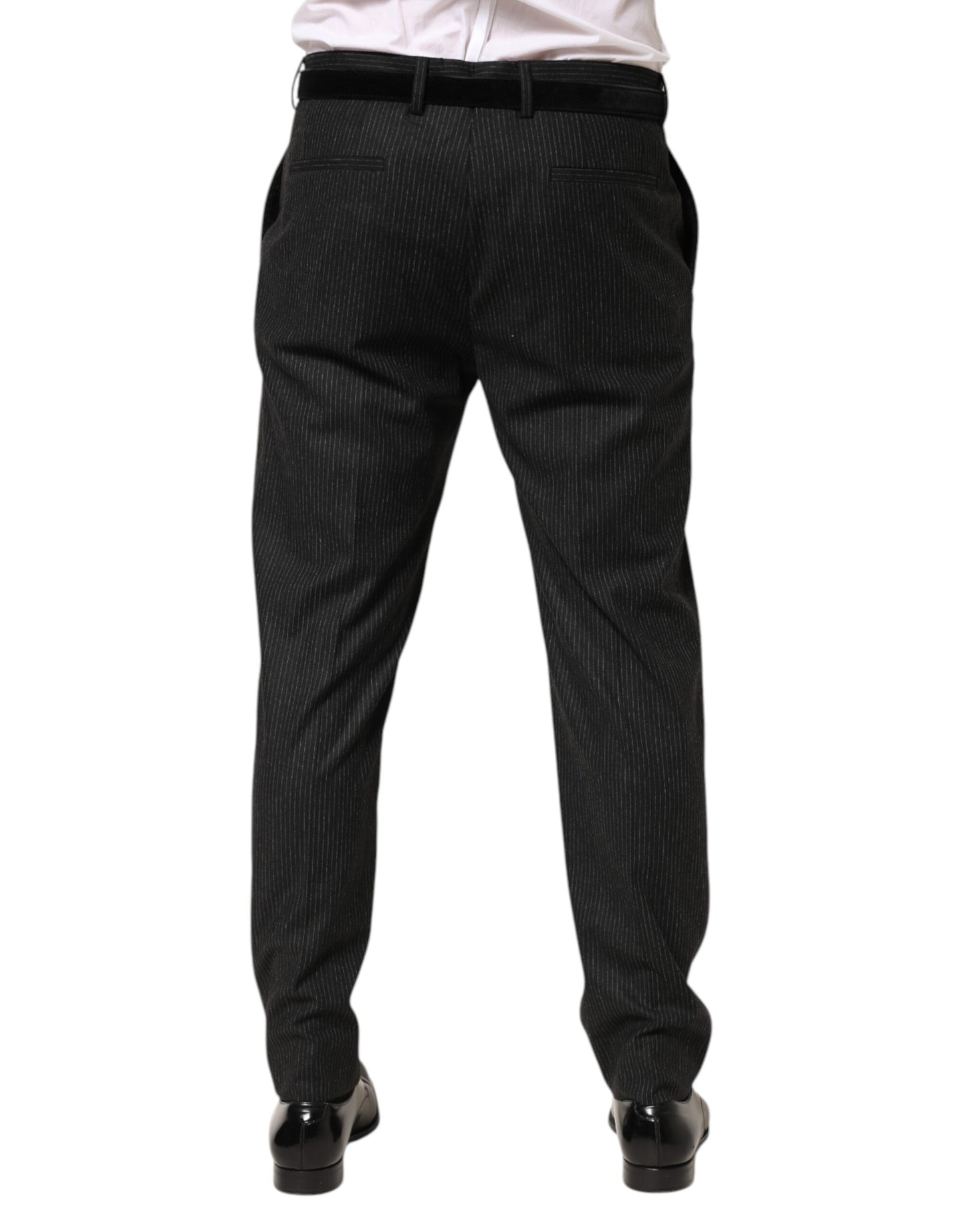 Dolce & Gabbana Black Cotton Mid Waist Dress Trouser Pants