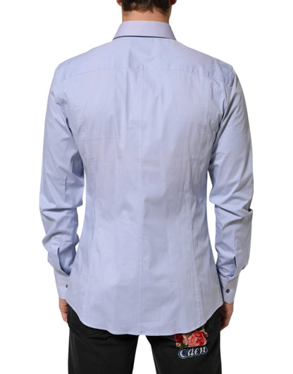 Dolce & Gabbana Blue SICILIA Cotton Men Dress Formal Shirt