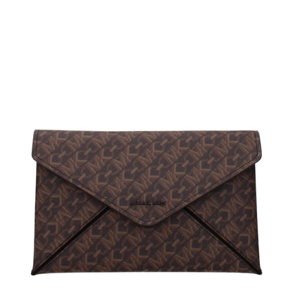 Michael Kors Brown Fabric Clutch Bags
