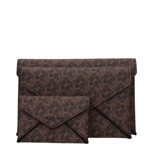 Michael Kors Brown Fabric Clutch Bags